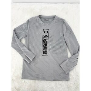 Under Armour HeatGear Shirt Boys Medium Gray Long Sleeve Loose Fit Athletic Top